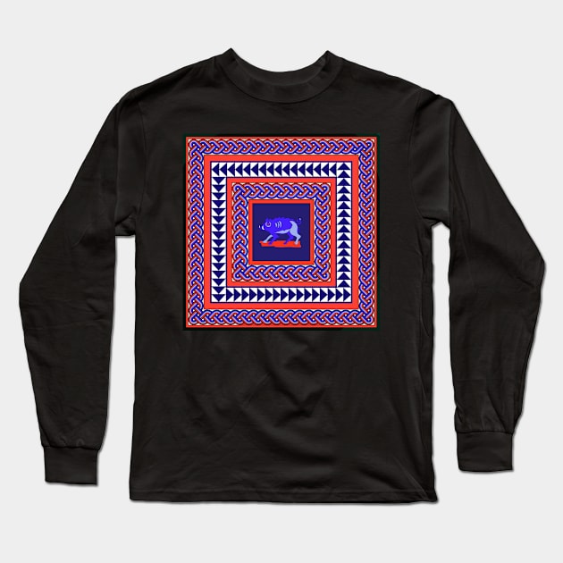 Red and Blue wild boar Long Sleeve T-Shirt by Mosaicblues